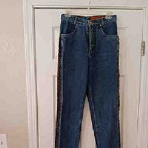 Vintage Lawman Western Jeans size 7 slim fit with brown trim on sides of legs